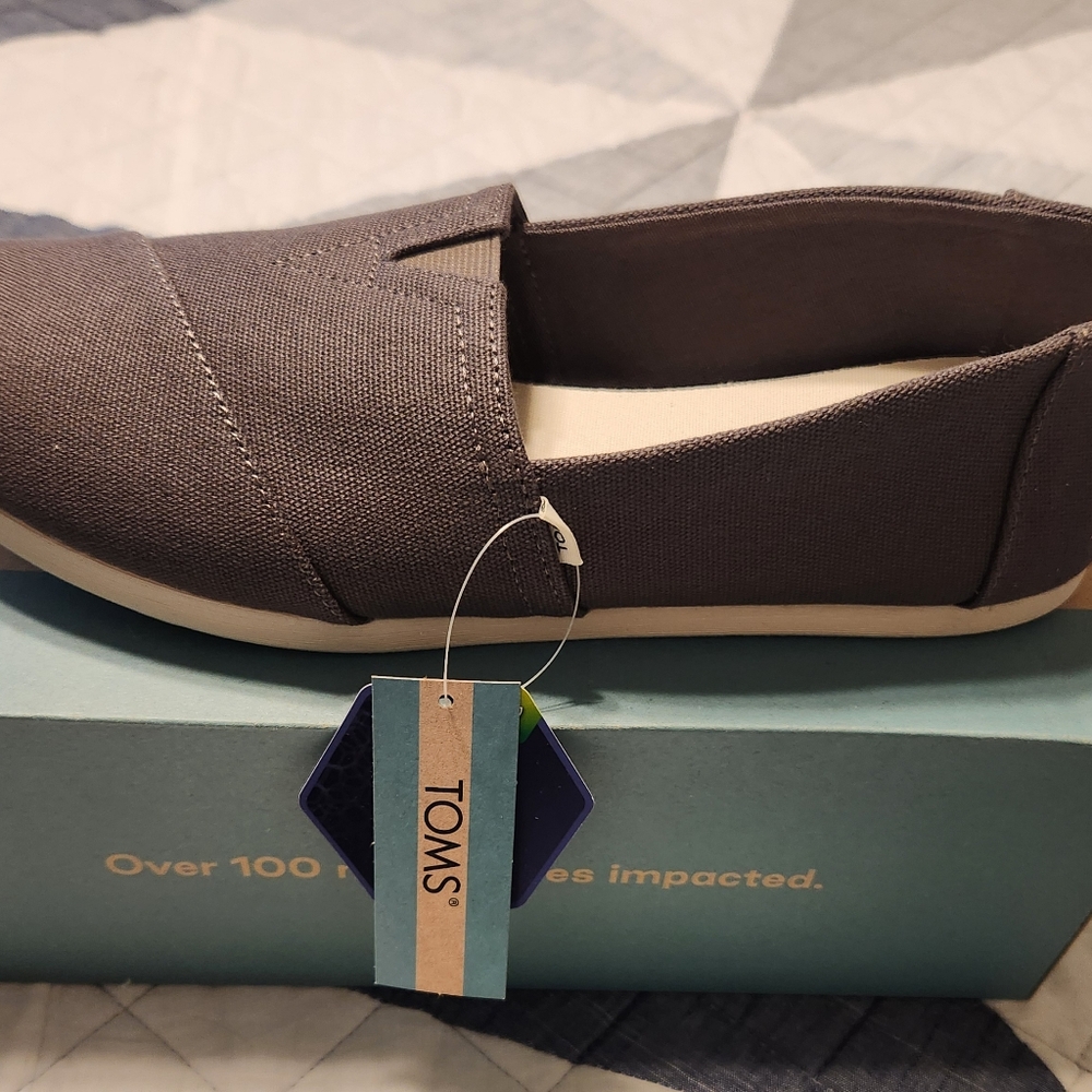 Tom's womens alpargata slip on canvas flats color Grey size 10 - Picture 4 of 7